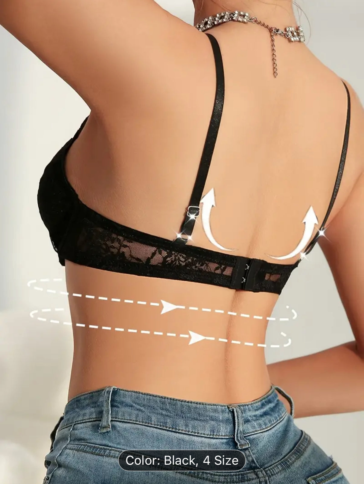 Women's Fashion Floral Print Contrast Lace Panel Gathered Elegant Comfortable Breathable Bra