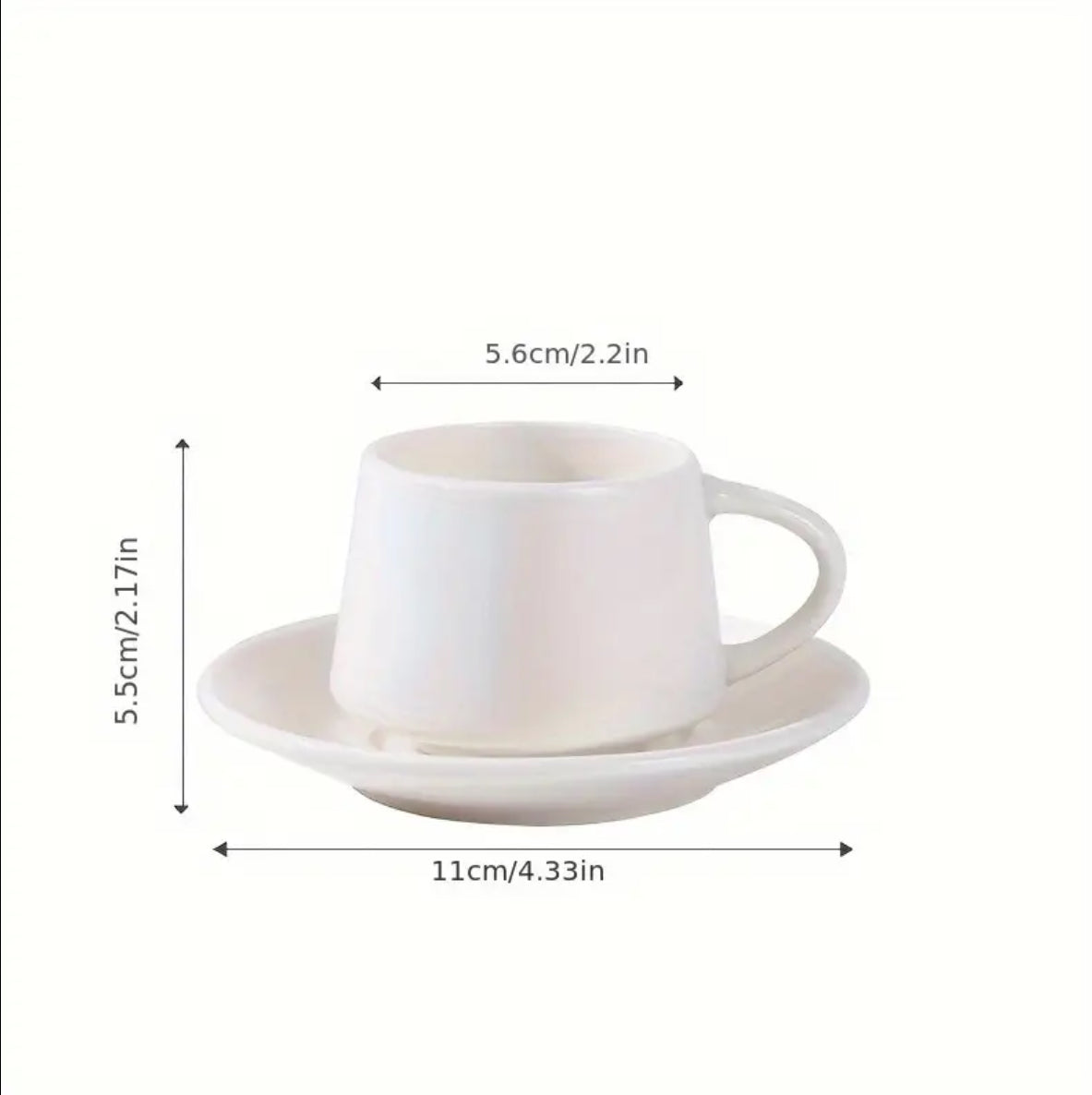 12pcs Ceramic Coffee Cup and Saucer Set - Round, Reusable & Versatile