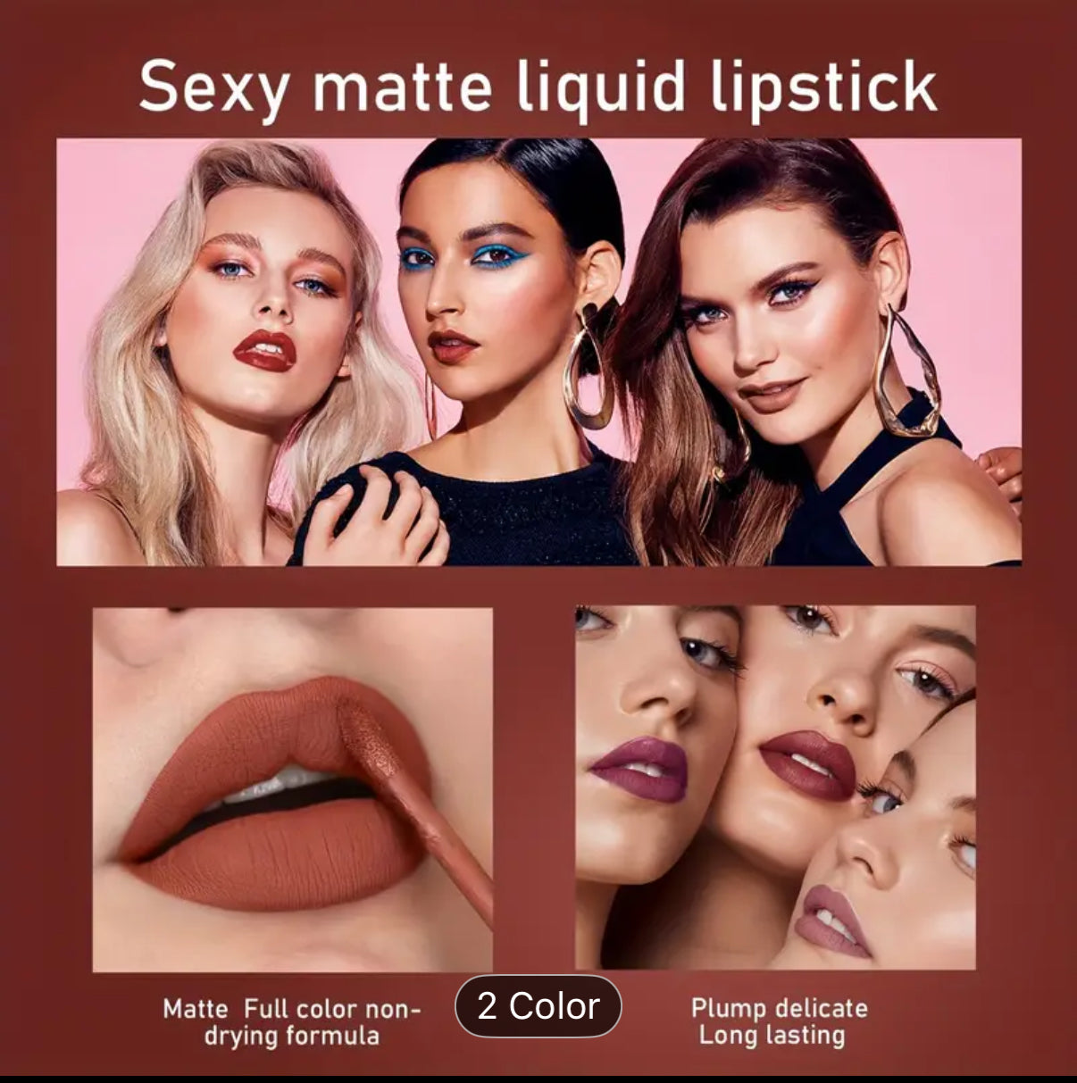 6 Pcs Matte Liquid Lipstick Makeup Set, Matte Liquid Long-Lasting Wear Non-Stick Cup Not Fade Waterproof Lip Gloss