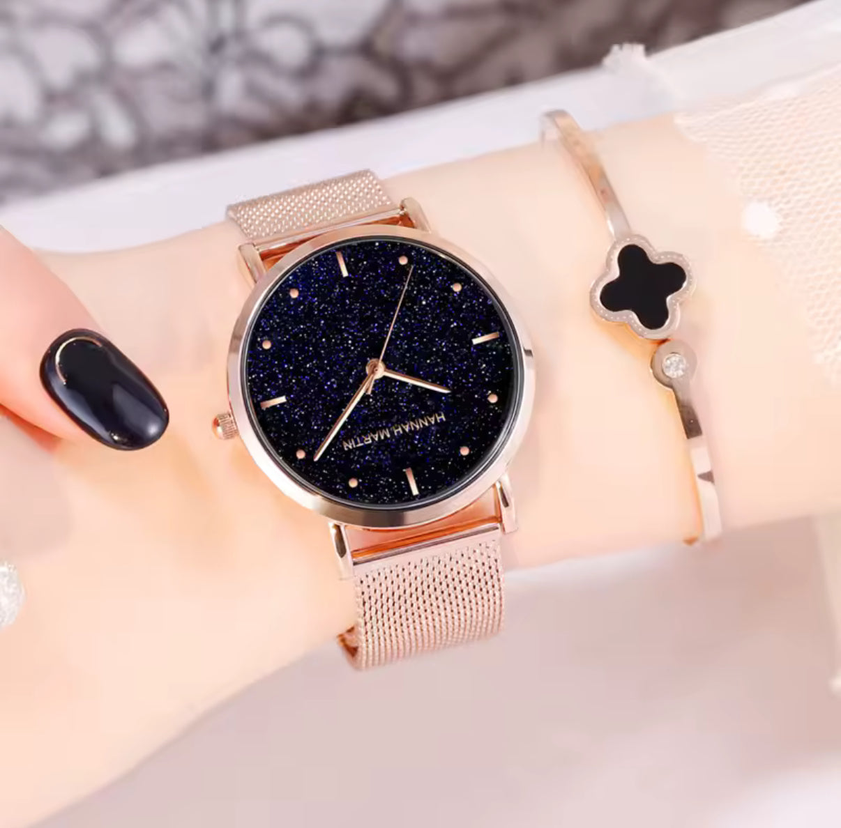 2025 New Women's Luxury Watch Matte Dial Japanese Quartz Movement Stainless Steel Mesh Strap Hannah Martin Brand Original Watch