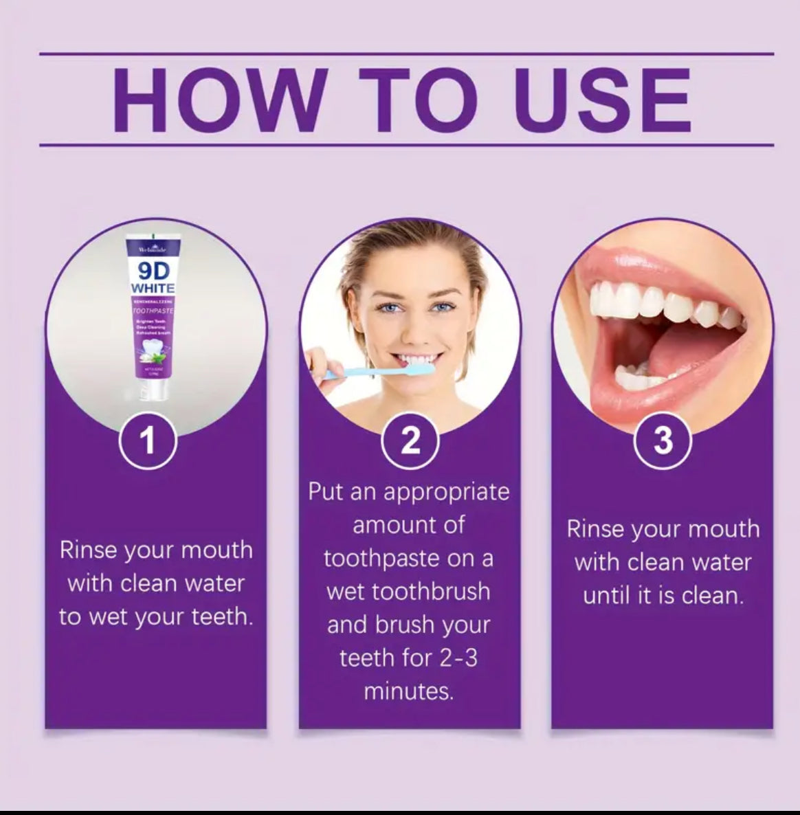 9D White Toothpaste for Deep Cleaning & Brighter Smile, Purple Hydroxyapatite Toothpaste - European Formula with Minty Fresh Breath, Gentle on Gums, Travel-Size 100g/3.52oz, Ideal Oral Hygiene Gift for Women & Men, suitable for everyday