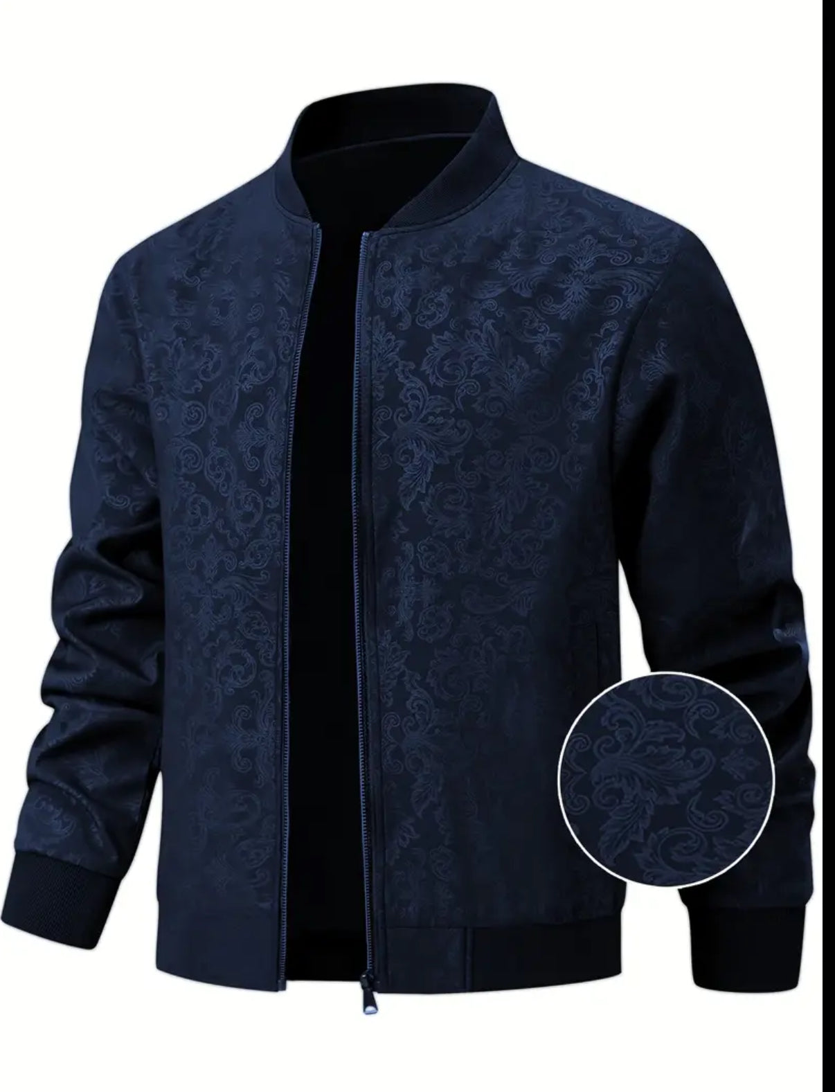 Men'S Casual Bomber Jacket with Phoenix Print, 97% Polyester 3% Spandex, Windproof for Spring & Fall, Baseball Collar, Zip-Up Design, Windbreaker Jacket