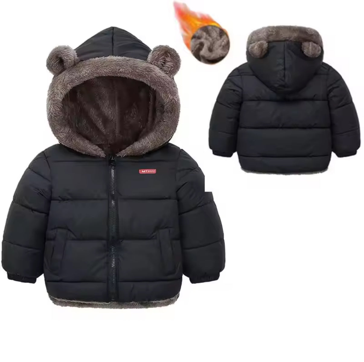 Boys Girls Thick Jackets Winter Kids Padded Fleece Warm Coats Children Hooded Cotton Outerwear Kids Clothes Cashmere Snowsuit