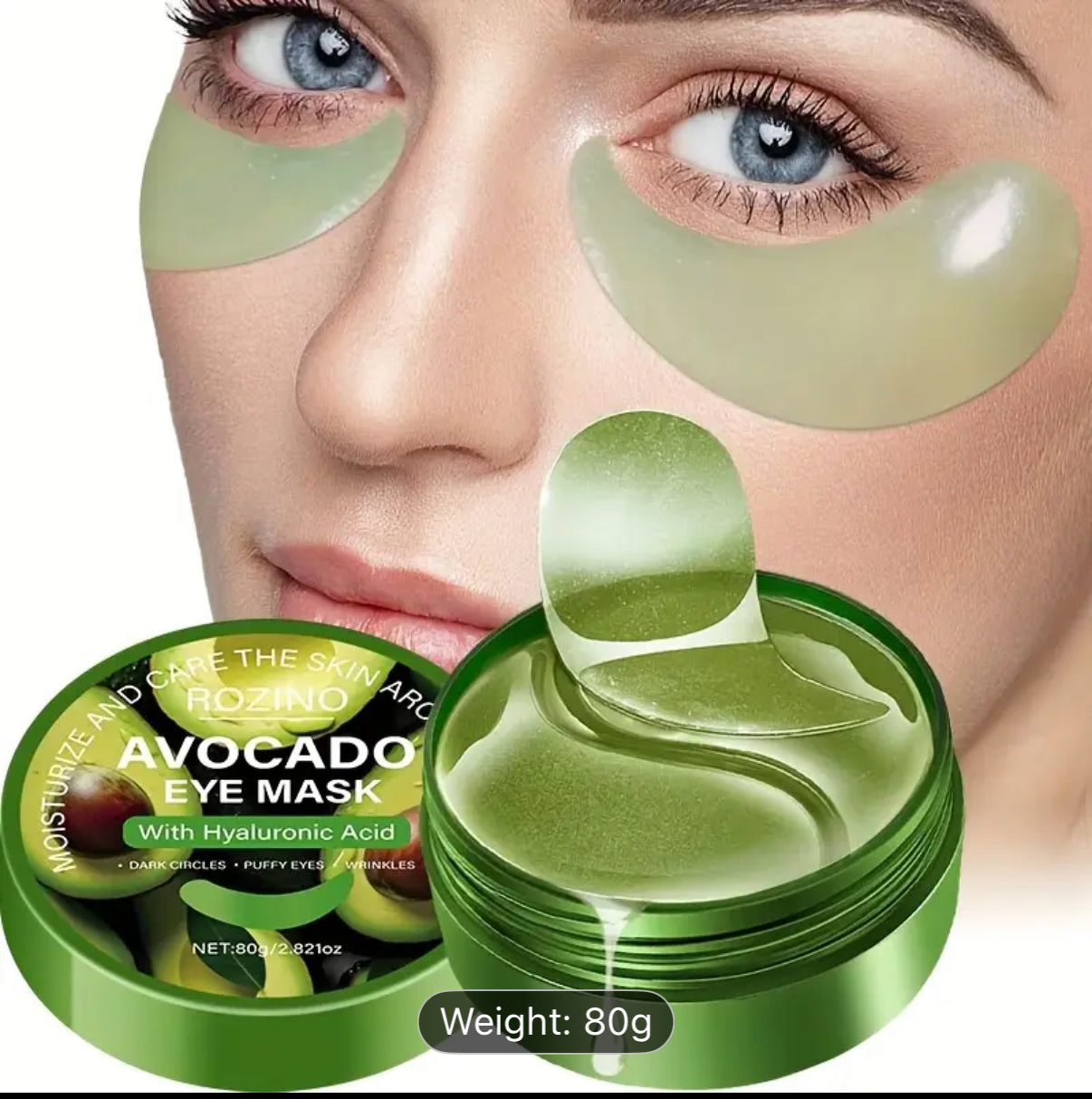Fearless Of Eye Bags And Dark Circles, 60pcs Avocado And Hyaluronic Acid Eye Mask, Strong Moisturizing Effect,, Make The Light Beige Around The Eyes More Delicate, Compact, Say Goodbye to Dryness And Dullness, Moisturizing Before Makeup., Concealer for Ey