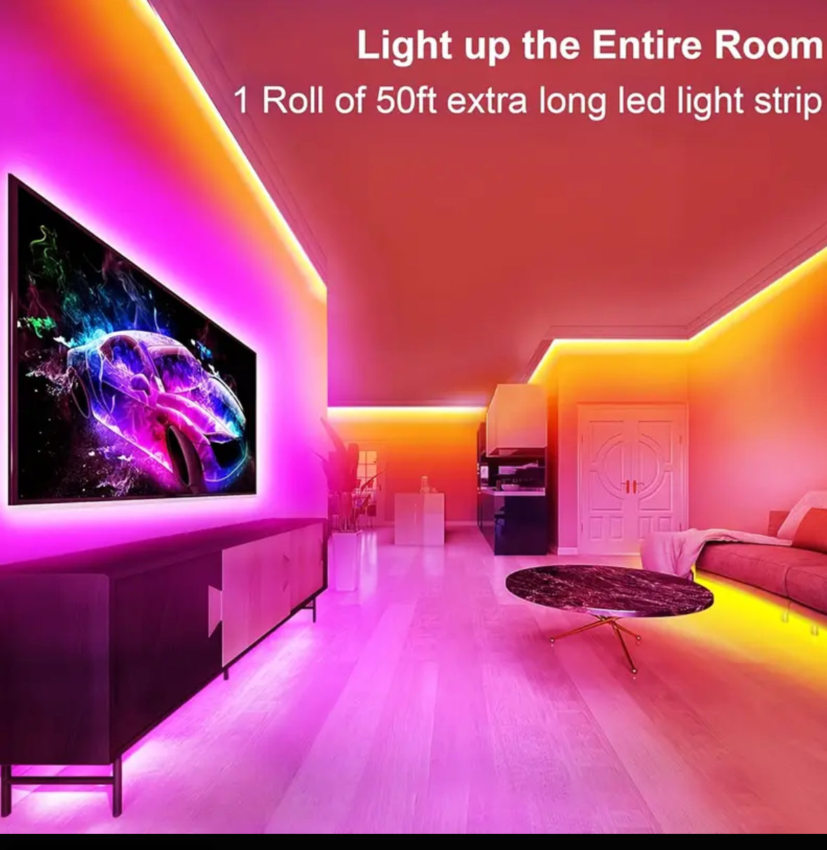 Smart Bedroom LED Lights, RGB Music Sync Bar Lights with 44-Key Remote Control + App Control, Multiple Modes, Dimming, Flashing, Suitable for Bedroom, Living Room, Halloween, Christmas Gifts, Holiday Parties, and Wedding Decorations