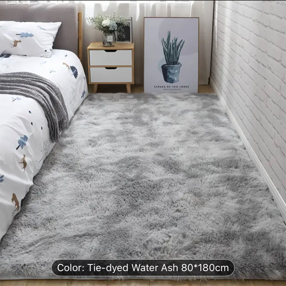 Cross-border Tie-dye Gradient Color Nordic Long Hair Carpet Bedroom Bedside Blanket Living Room Coffee Table Internet Celebrity Ins Style Bed End Blanket Long Hair Tie-dye Carpet