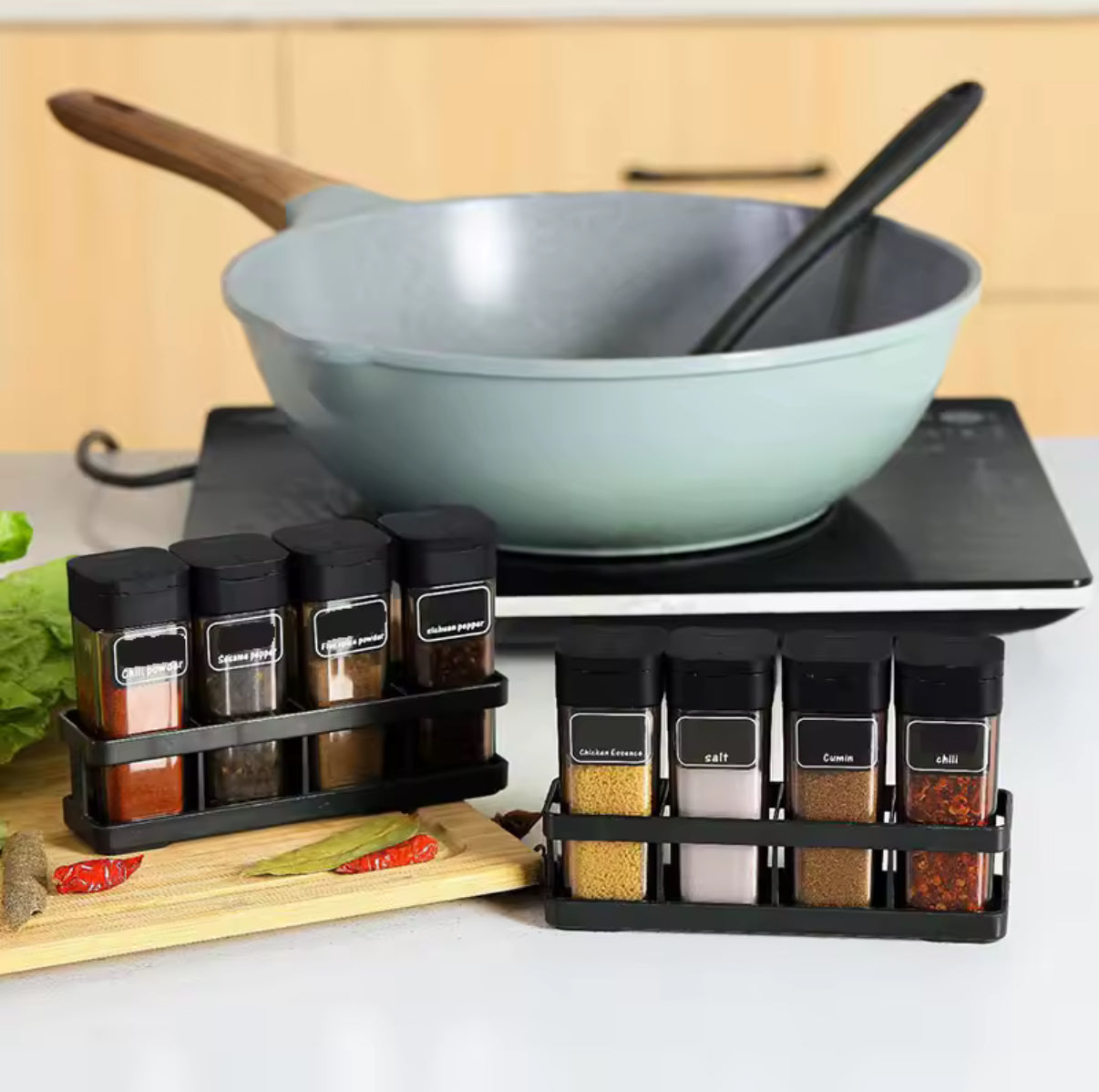 Four-grid Integrated Barbecue Spice Bottle Household Combination Set Spice Jar Kitchen Sealed Moisture-proof Spice Bottle