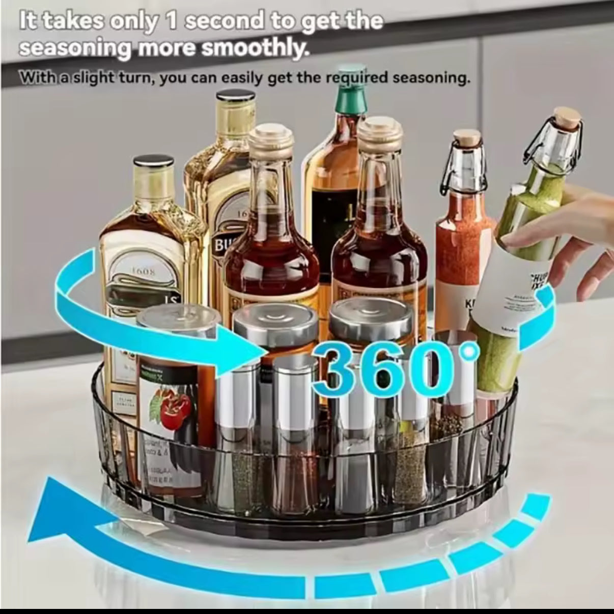 360°Rotating Rotating Spice Rack Organizer For Bathroom Kitchen Countertop Easy Access and Efficient Storage Desktop Storage Box