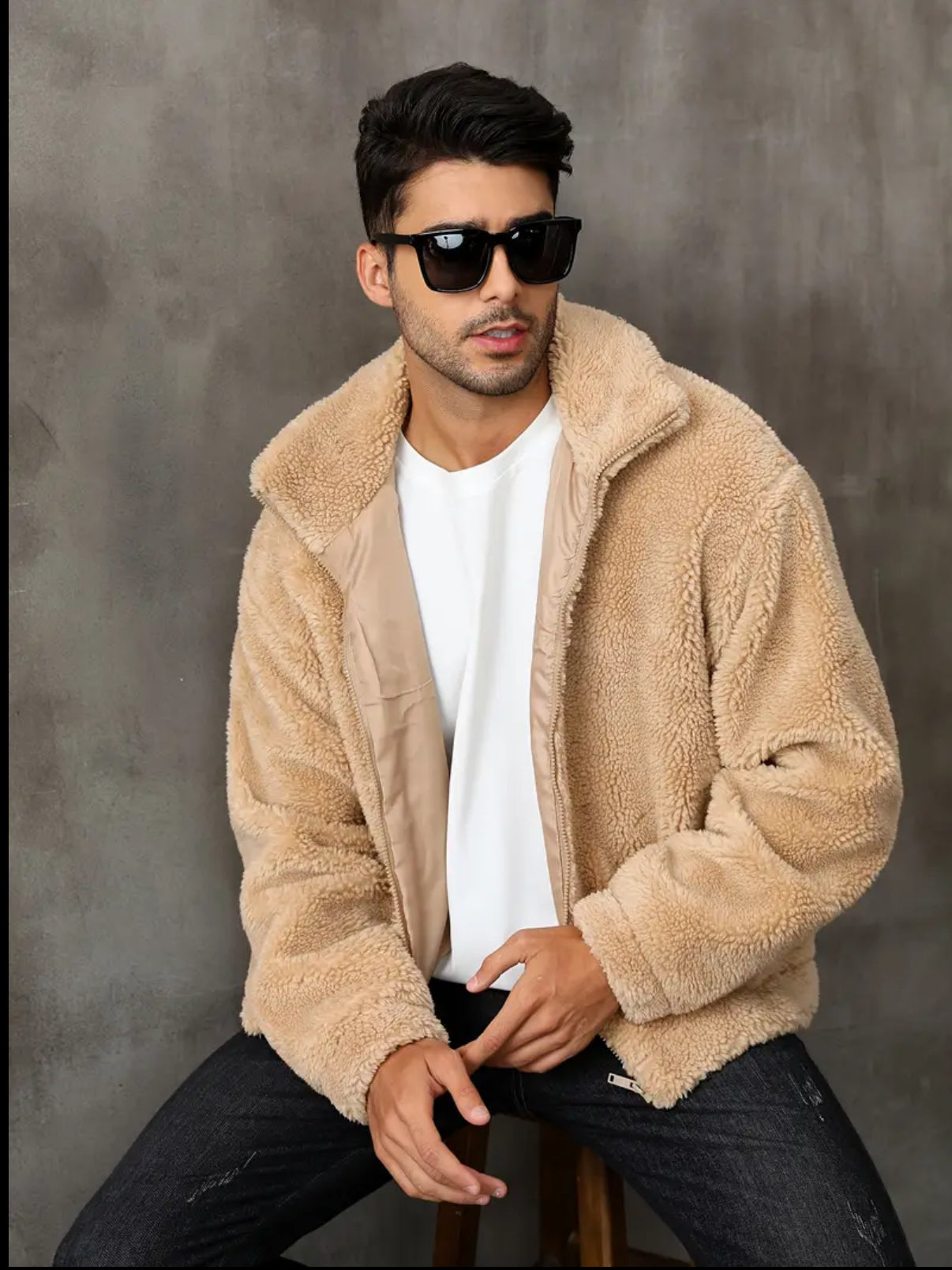 RELISH NOLESS Men's Casual Fleece Jacket - Warm, Zip-Up Winter Coat with Stand Collar & Pockets