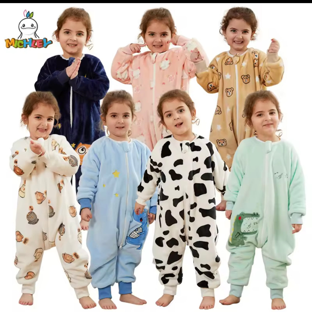MICHLEY Cartoon Flannel Children Baby Sleeping Bag Sack Warm Winter Clothes Toddler  Sleepsack Pajamas For Girls Boys Kids 1-6T
