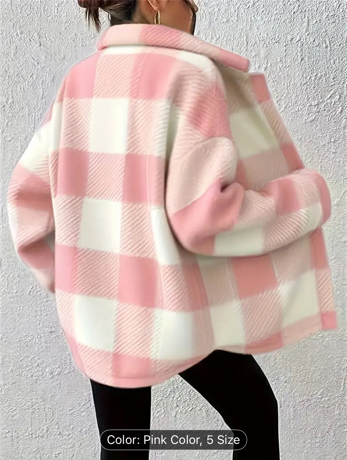 Women'S Elegant Plaid Faux Fur Jacket with Button Front - Cozy Fall/Winter Casual Outerwear, & Checkered Pattern, Long Sleeve, Button-Up Design, Perfect for Casual Attire, Winter Jacket