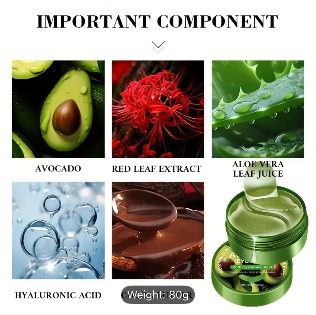 Fearless Of Eye Bags And Dark Circles, 60pcs Avocado And Hyaluronic Acid Eye Mask, Strong Moisturizing Effect,, Make The Light Beige Around The Eyes More Delicate, Compact, Say Goodbye to Dryness And Dullness, Moisturizing Before Makeup., Concealer for Ey