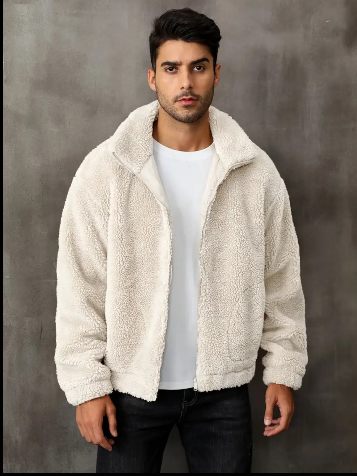 RELISH NOLESS Men's Casual Fleece Jacket - Warm, Zip-Up Winter Coat with Stand Collar & Pockets