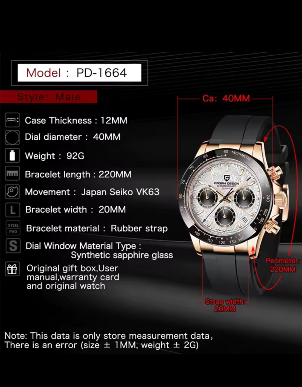 40mm New V2 PAGANI DESIGN Men's Quartz Watches Sapphire Retro Chronograph Stainless Steel Waterproof Watch Men Relogio Masculino