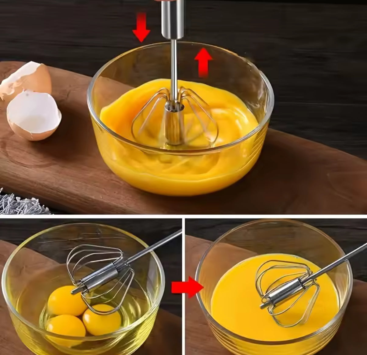 Stainless Steel Egg Beater Durable Semi-Automatic Mixer for Effortless Egg Cream Mixing Stirring and Beating for Kitchen Baking