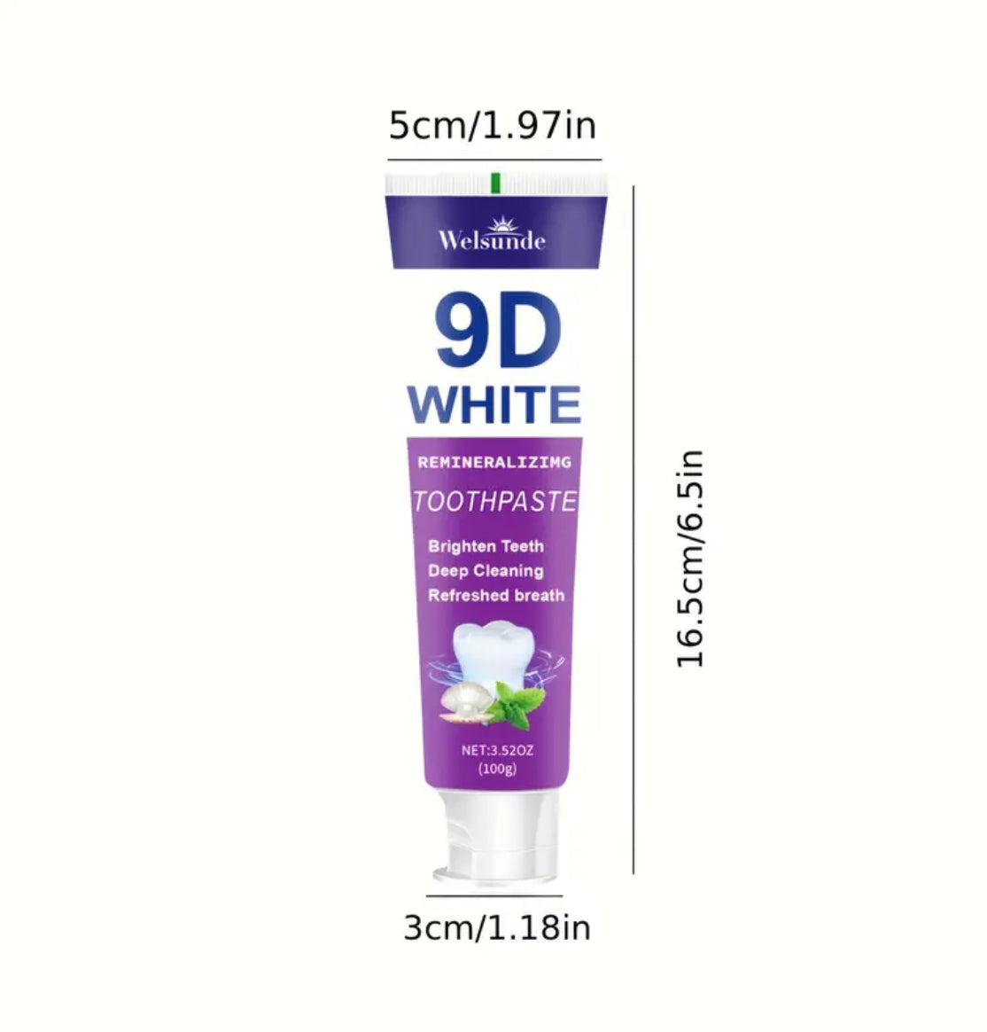 9D White Toothpaste for Deep Cleaning & Brighter Smile, Purple Hydroxyapatite Toothpaste - European Formula with Minty Fresh Breath, Gentle on Gums, Travel-Size 100g/3.52oz, Ideal Oral Hygiene Gift for Women & Men, suitable for everyday