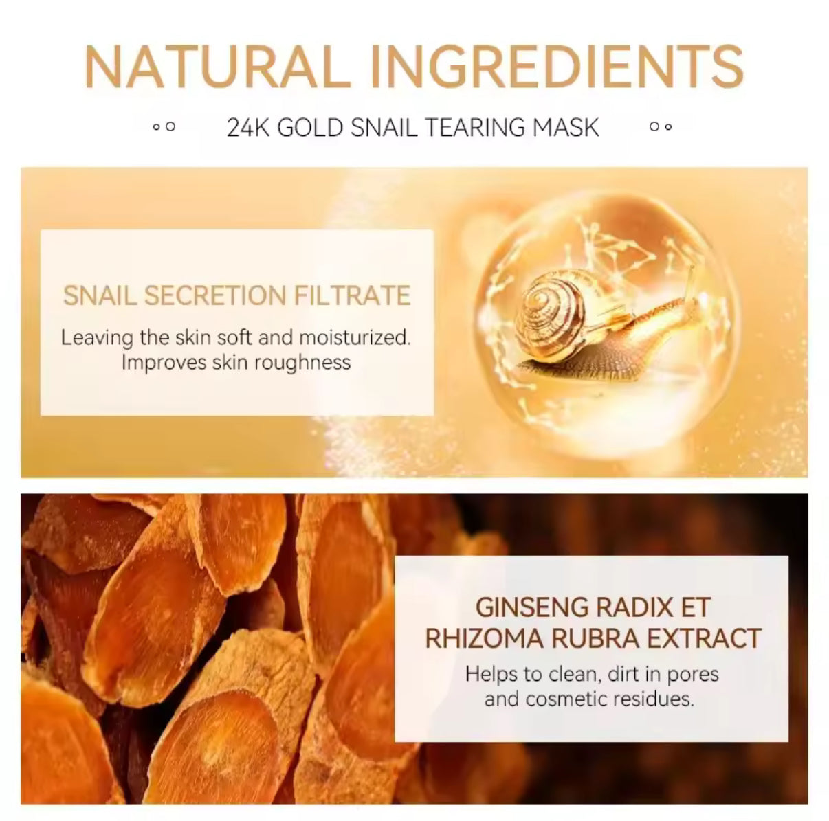 LAIKOU 24K Gold Snail Collagen Peel Off  Tearing Face Mask Deep Cleansing Remove Blackhead Face Care 50g