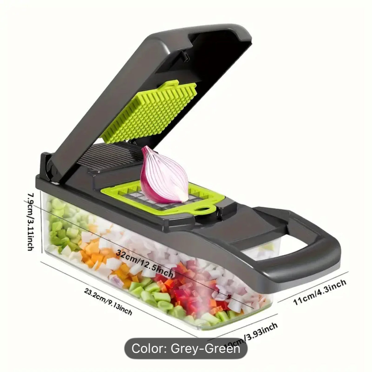 16pcs/Set, Vegetable Chopper, Multifunctional Fruit Slicer, veggie slicer, Vegetable Slicer, Cutter with Container, Onion Mincer Chopper with Multiple Interchangeable Blades, Household Potato Shredder, Kitchen Stuff, Kitchen Gadgets