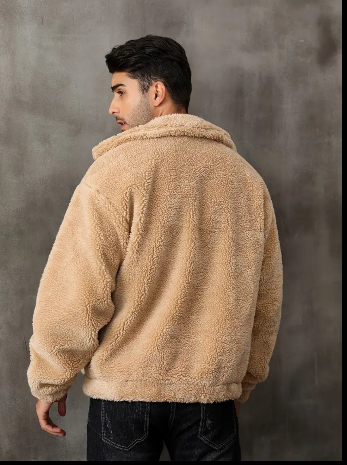 RELISH NOLESS Men's Casual Fleece Jacket - Warm, Zip-Up Winter Coat with Stand Collar & Pockets