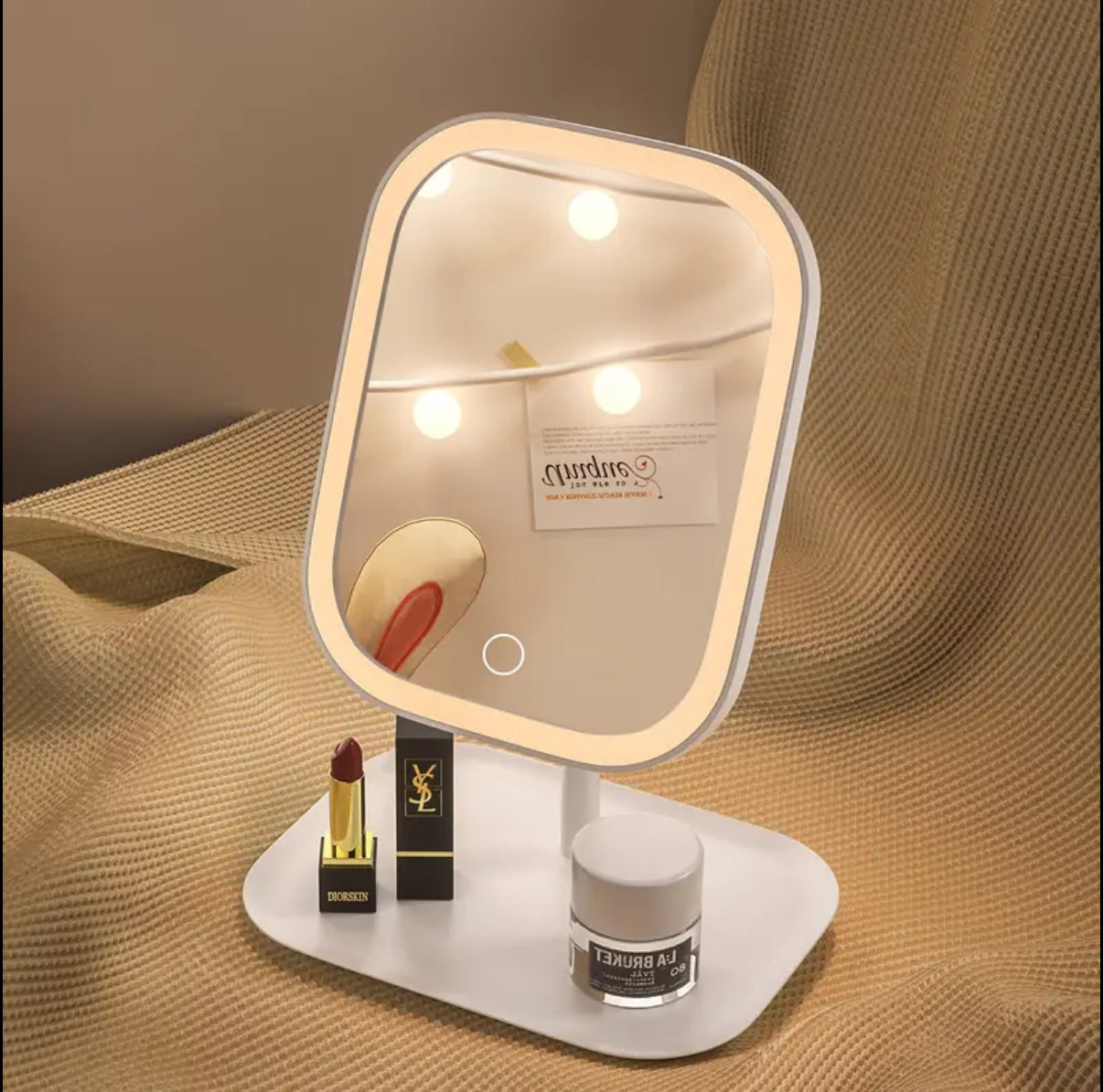 LED Makeup Mirror with Lights, Vanity Lighted Compact Folding Portable Touch Control 3-Light Modes for Women - Recharge Battery