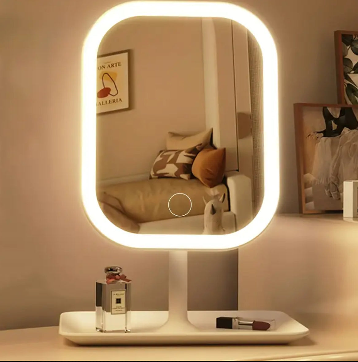 LED Makeup Mirror with Lights, Vanity Lighted Compact Folding Portable Touch Control 3-Light Modes for Women - Recharge Battery