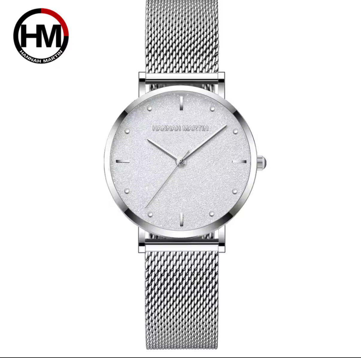 2025 New Women's Luxury Watch Matte Dial Japanese Quartz Movement Stainless Steel Mesh Strap Hannah Martin Brand Original Watch
