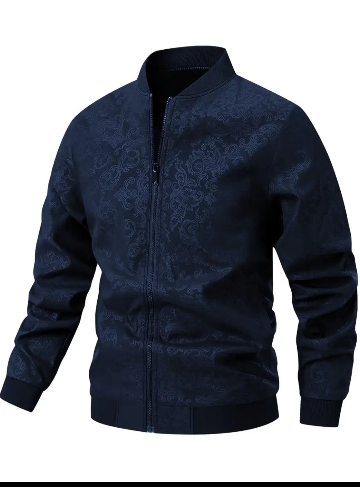Men'S Casual Bomber Jacket with Phoenix Print, 97% Polyester 3% Spandex, Windproof for Spring & Fall, Baseball Collar, Zip-Up Design, Windbreaker Jacket