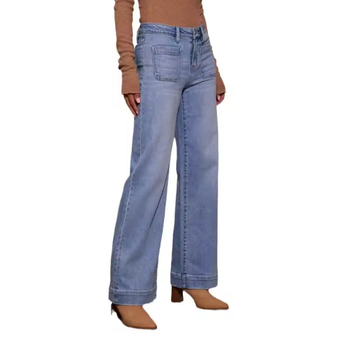 Women's New Europe and the United States High-Waisted Jeans Women's 2025 Spring Thin Wide-Leg Retro Temperament Straight Pants