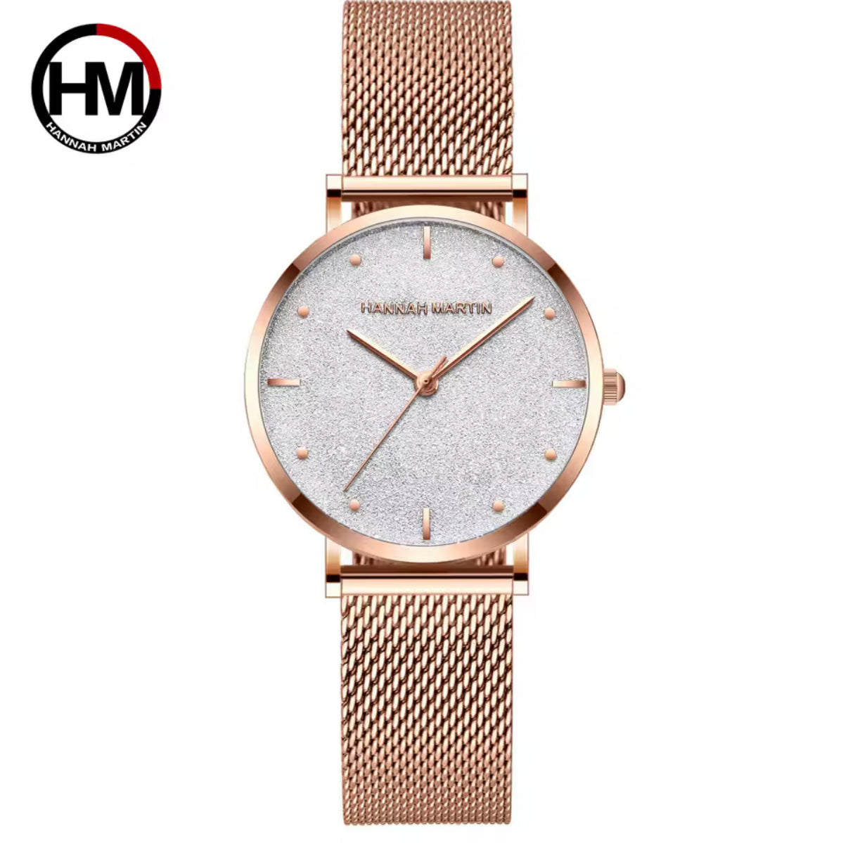 2025 New Women's Luxury Watch Matte Dial Japanese Quartz Movement Stainless Steel Mesh Strap Hannah Martin Brand Original Watch