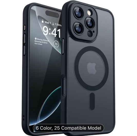 High-Quality Magnetic Matte Clear Protective Case for Iphone Models 17, 16, 15, 14, 13 Pro, 12, 11 Max Plus, And Compatible with Wireless Charging, Magnetic Phone Case, Magsafe Phone Case, Phone Case
