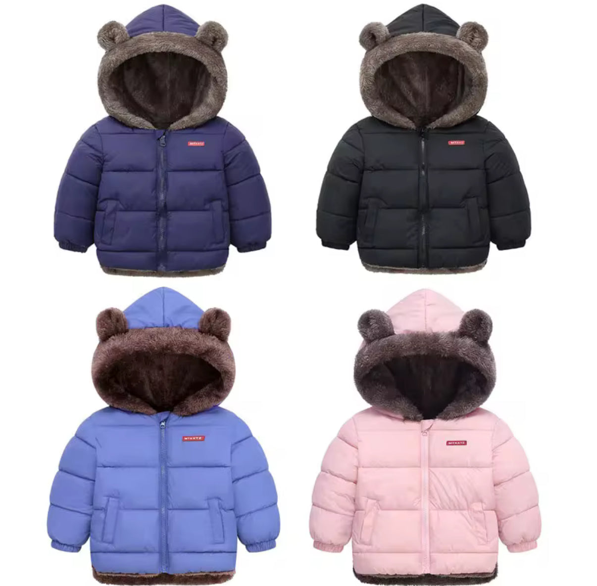 Boys Girls Thick Jackets Winter Kids Padded Fleece Warm Coats Children Hooded Cotton Outerwear Kids Clothes Cashmere Snowsuit
