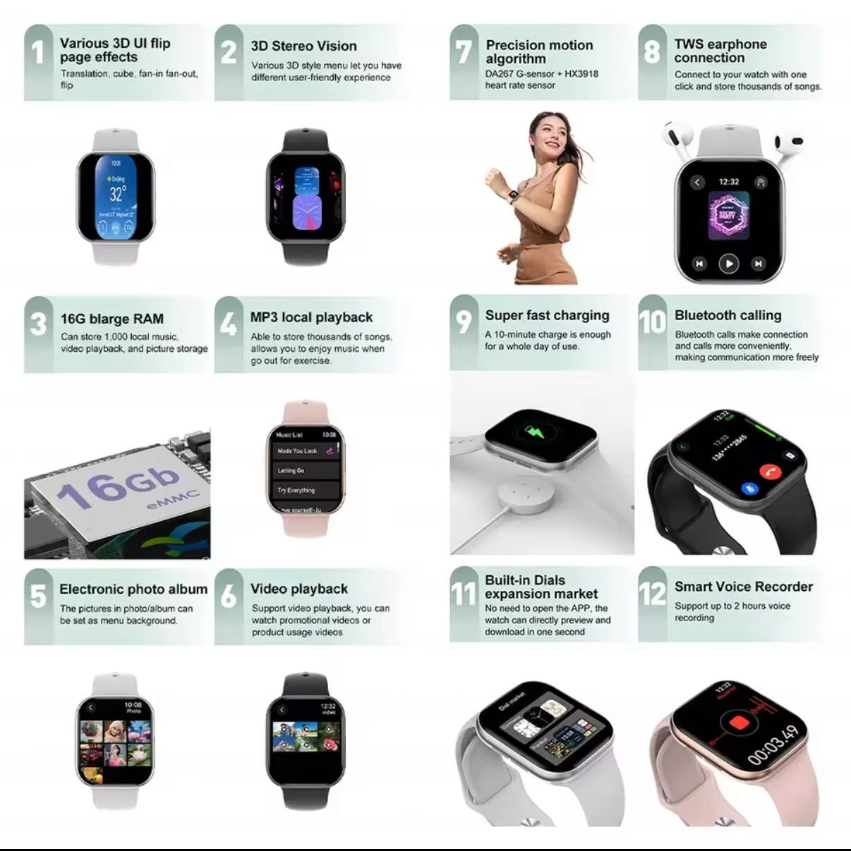 2025 Series 3 Watch 10 GPS Smart Watch Memory Music Video Bluetooth Call Heart Rate Waterproof NFC Smartwatch For Android IOS