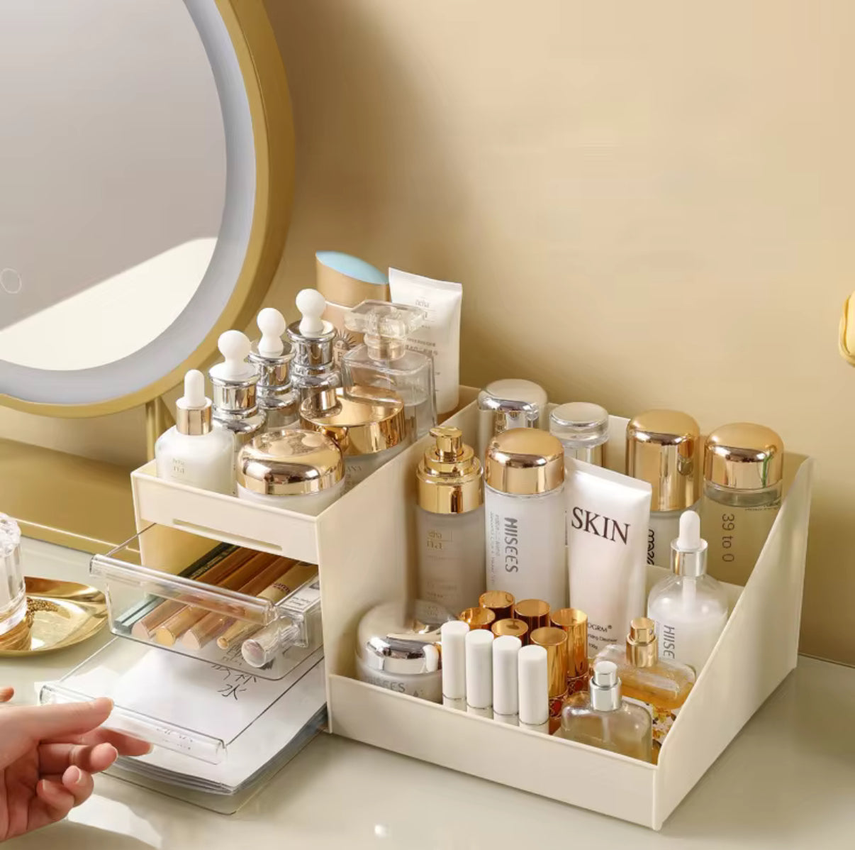 Transparent Drawer Style Makeup Box Dormitory Organizer Plastic Cosmetics Skincare Dressing Table Desktop Storage Box