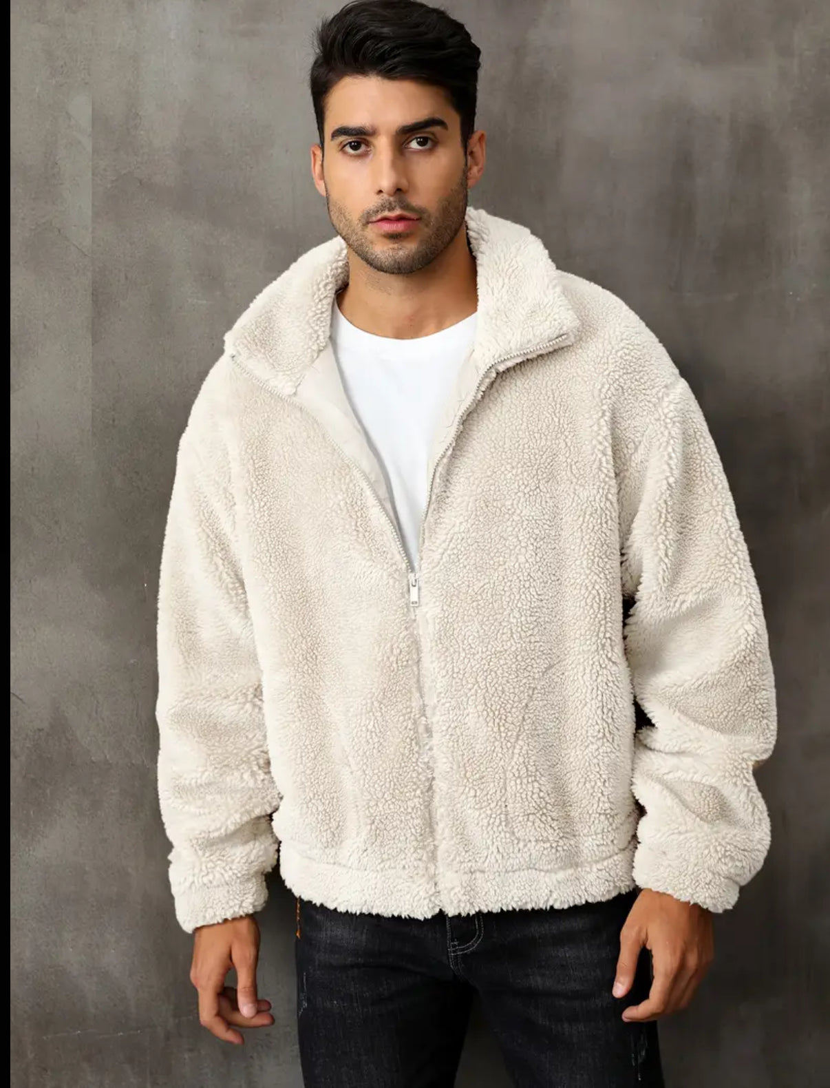 RELISH NOLESS Men's Casual Fleece Jacket - Warm, Zip-Up Winter Coat with Stand Collar & Pockets