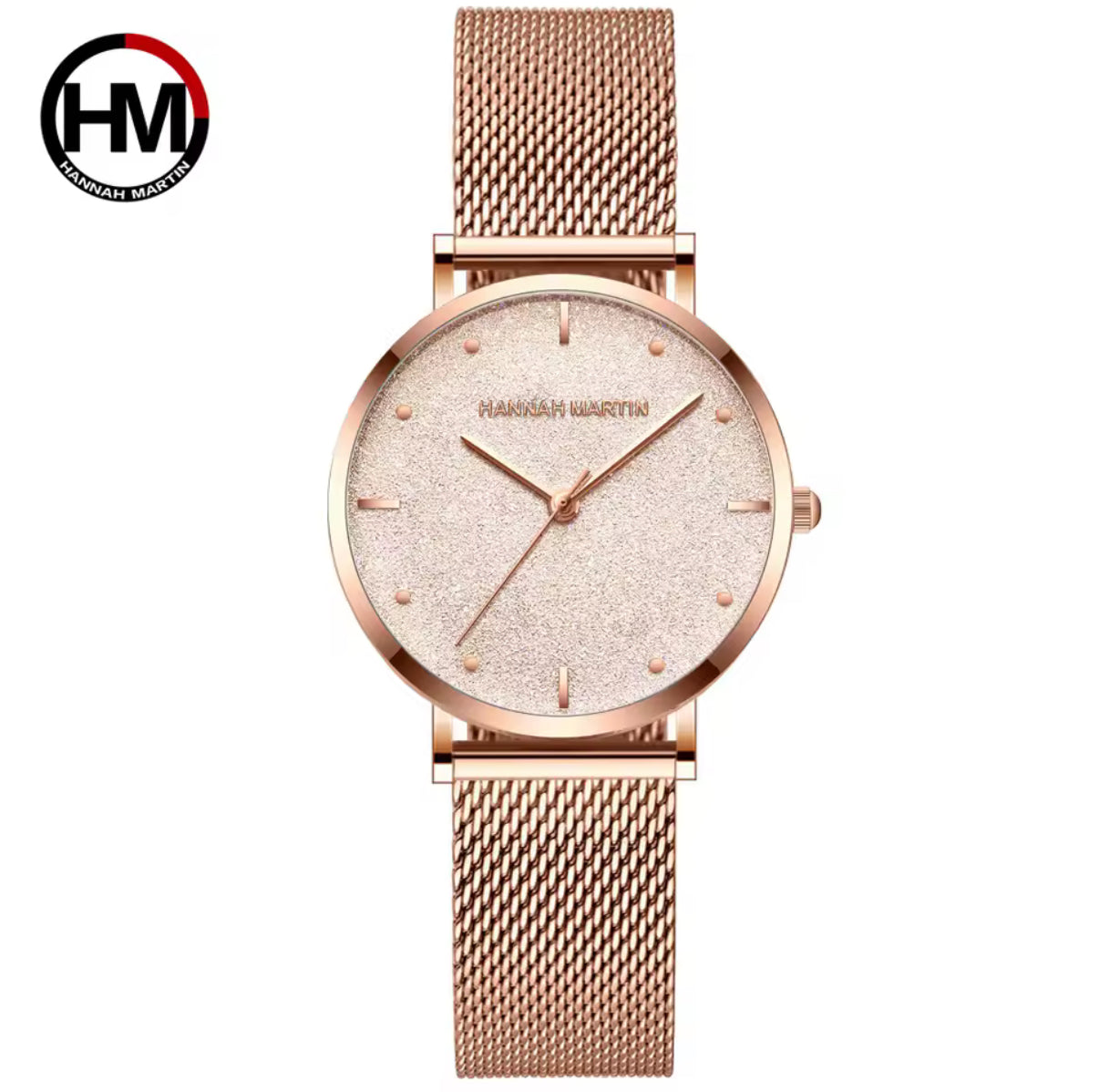 2025 New Women's Luxury Watch Matte Dial Japanese Quartz Movement Stainless Steel Mesh Strap Hannah Martin Brand Original Watch