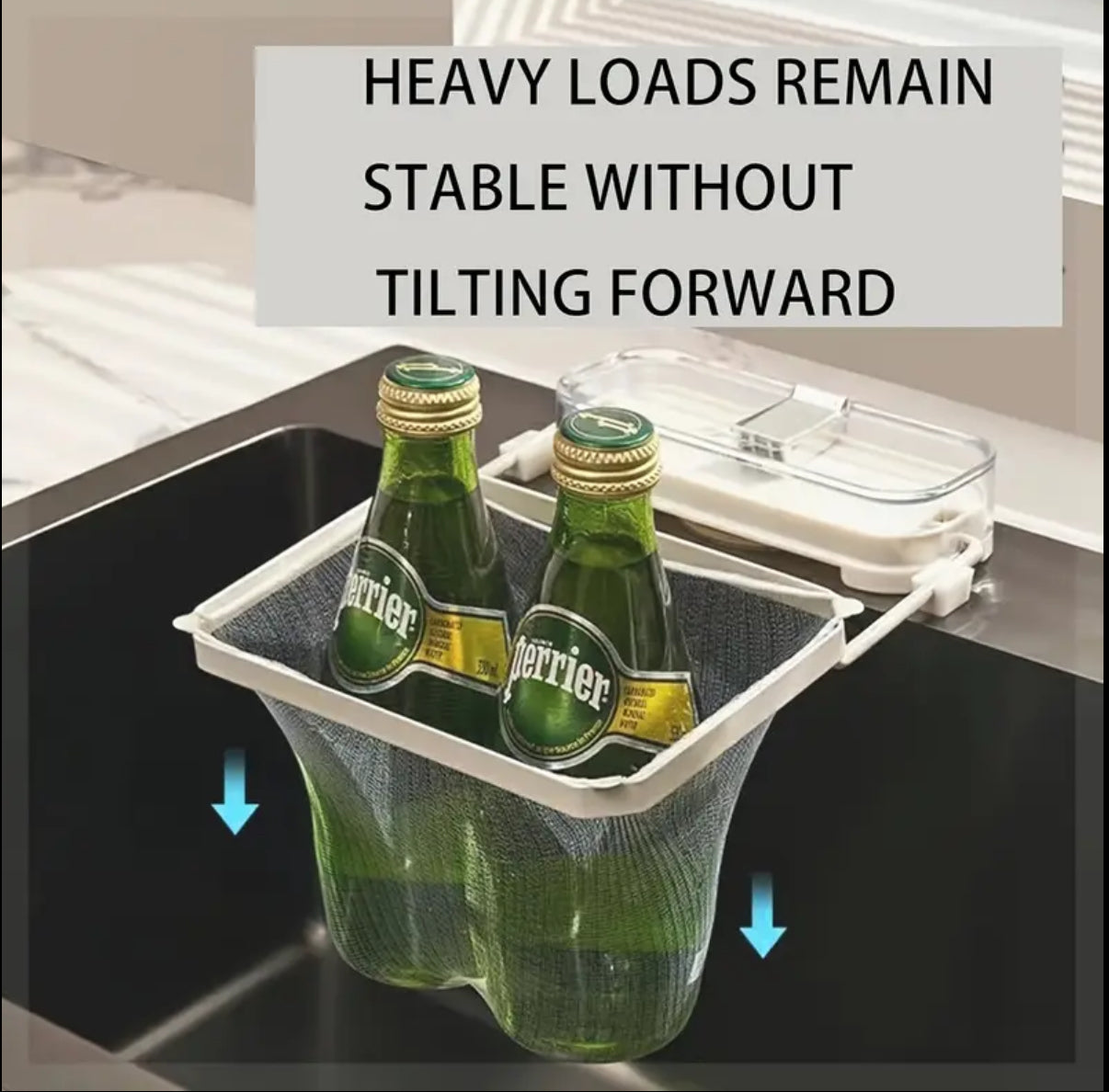 Sink Suction Cup Foldable Metal and Plastic Filter - 50 Removable Mesh Bags, Side-Mounted Kitchen Drain Strainer with Collapsible Basket for Food Waste Collection free