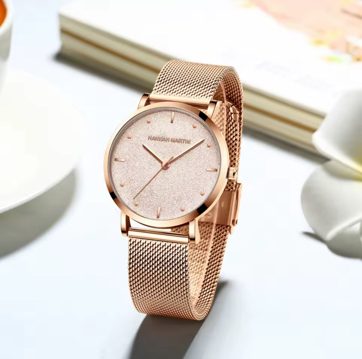 2025 New Women's Luxury Watch Matte Dial Japanese Quartz Movement Stainless Steel Mesh Strap Hannah Martin Brand Original Watch