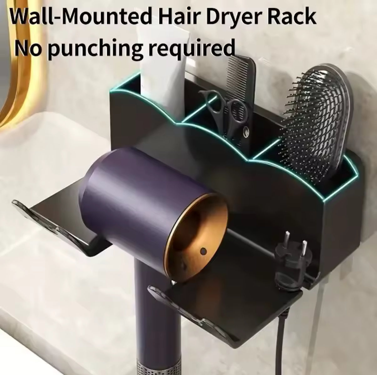 Hair Dryer Storage Rack Non Perforated Bathroom Wall Mounted Bracket Bathroom Air Duct Storage And Placement Rack Hanging Rack