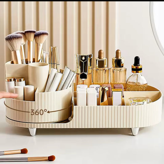 Cosmetic Storage Rack with Rotating Base and Divided Compartments for Cosmetic Storage Box, for Lipstick, Skin Care Storage Box