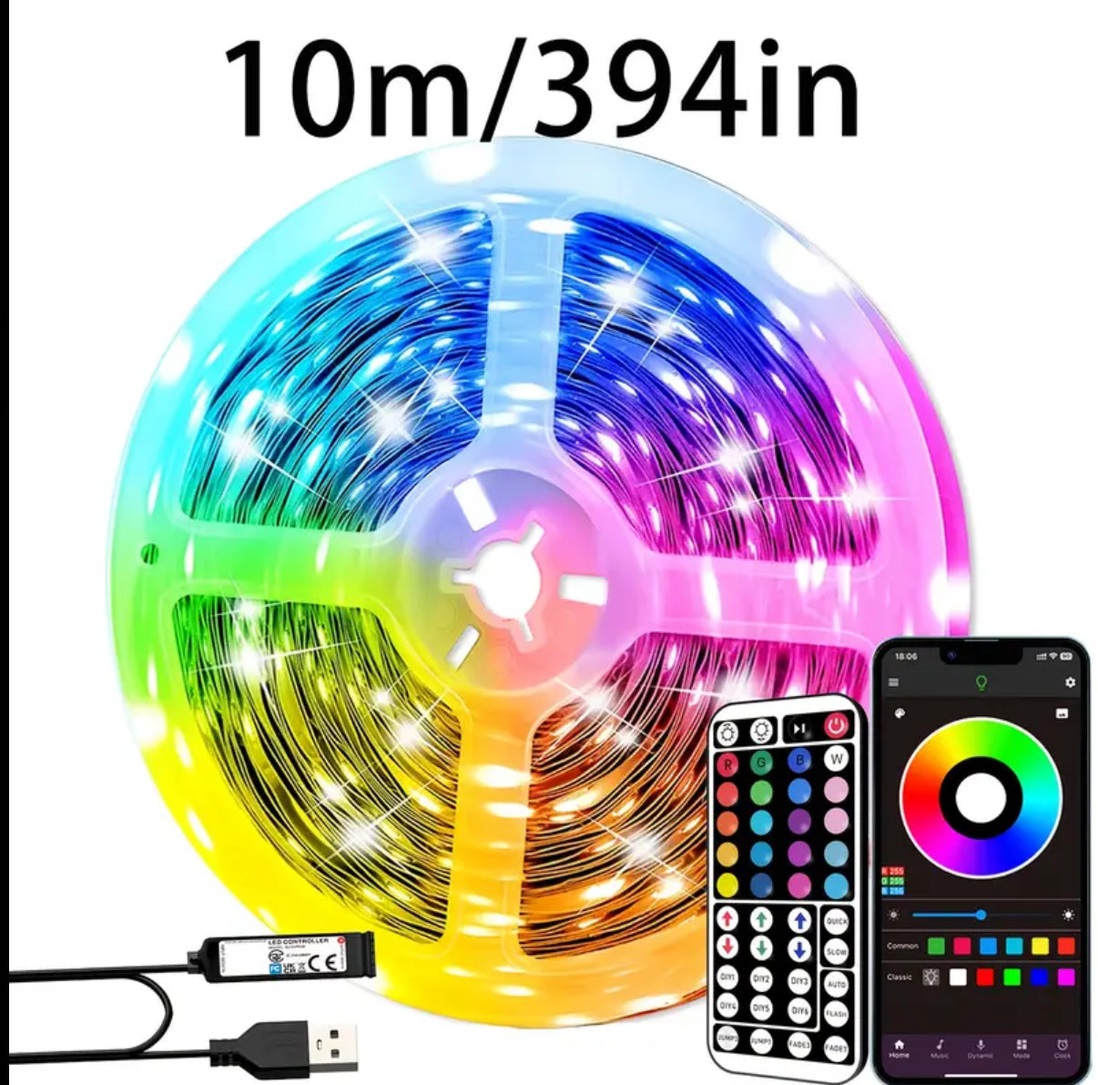 Smart Bedroom LED Lights, RGB Music Sync Bar Lights with 44-Key Remote Control + App Control, Multiple Modes, Dimming, Flashing, Suitable for Bedroom, Living Room, Halloween, Christmas Gifts, Holiday Parties, and Wedding Decorations