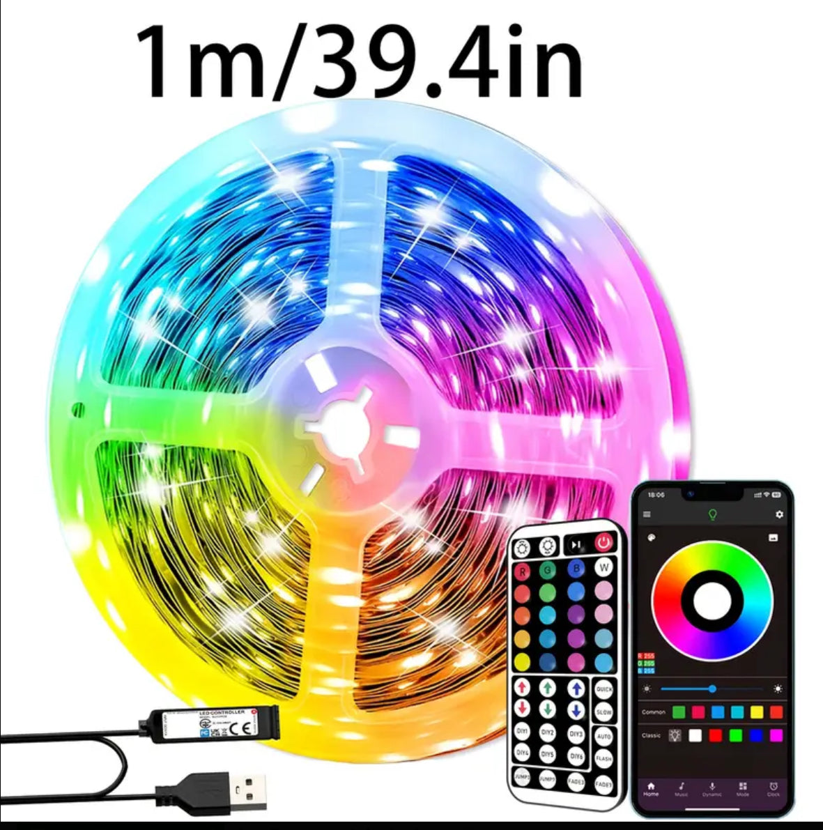 Smart Bedroom LED Lights, RGB Music Sync Bar Lights with 44-Key Remote Control + App Control, Multiple Modes, Dimming, Flashing, Suitable for Bedroom, Living Room, Halloween, Christmas Gifts, Holiday Parties, and Wedding Decorations