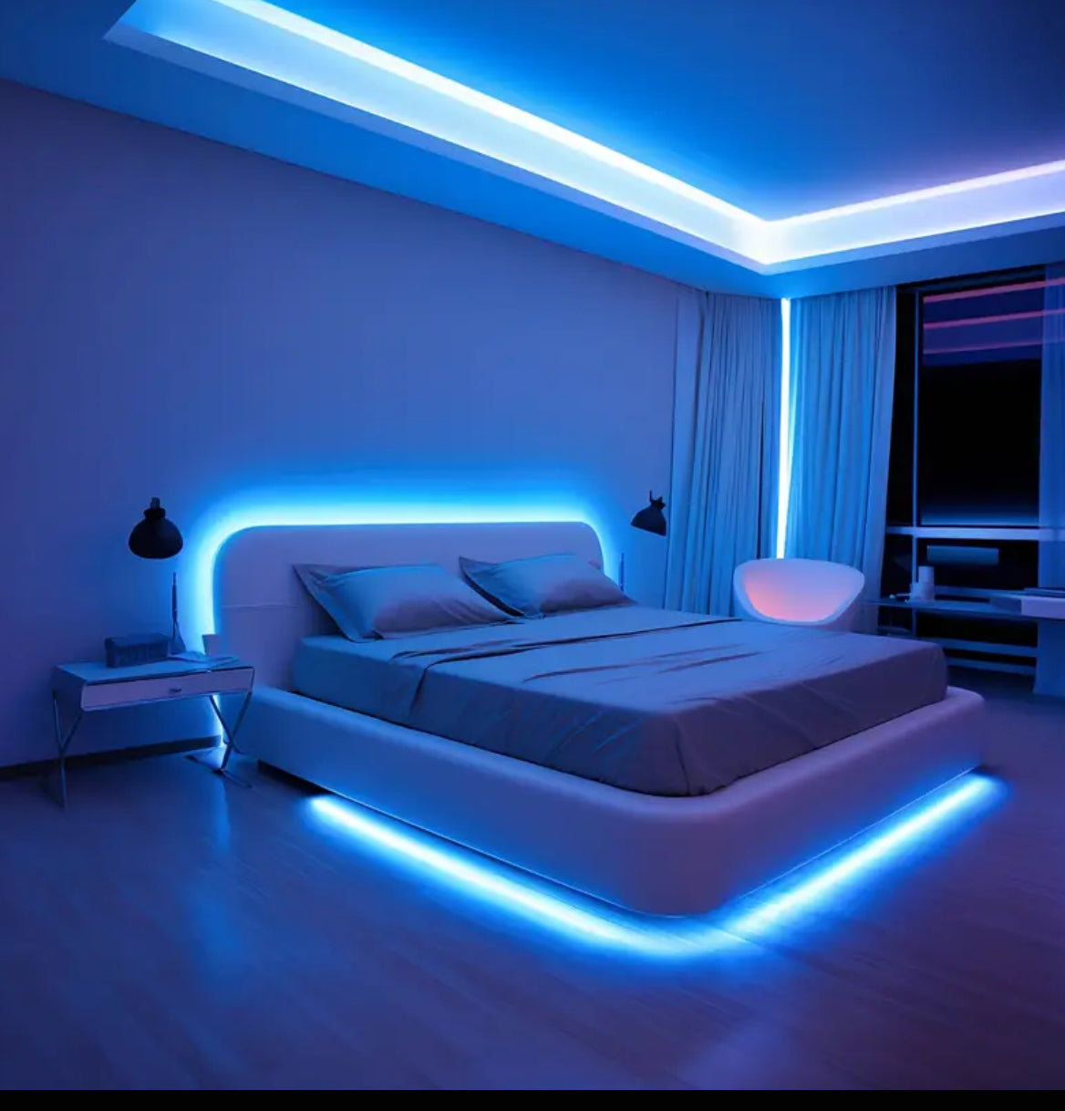 Smart Bedroom LED Lights, RGB Music Sync Bar Lights with 44-Key Remote Control + App Control, Multiple Modes, Dimming, Flashing, Suitable for Bedroom, Living Room, Halloween, Christmas Gifts, Holiday Parties, and Wedding Decorations