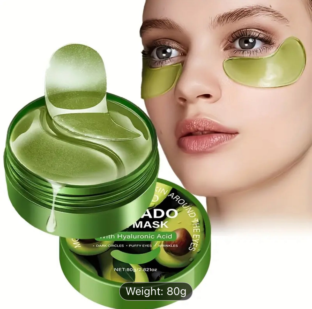 Fearless Of Eye Bags And Dark Circles, 60pcs Avocado And Hyaluronic Acid Eye Mask, Strong Moisturizing Effect,, Make The Light Beige Around The Eyes More Delicate, Compact, Say Goodbye to Dryness And Dullness, Moisturizing Before Makeup., Concealer for Ey