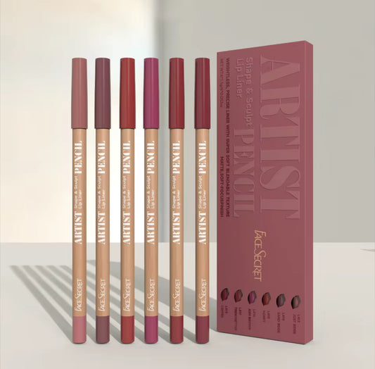 Face Secret Artist Shape Sculpt Lip Liner Pencil Set, Weightless Precise Liner with Super Soft Blendable Texture Matte Soft