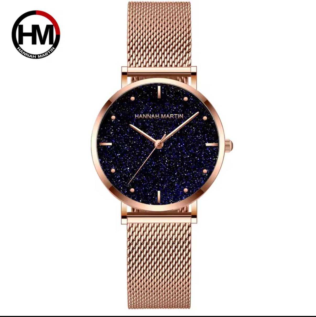 2025 New Women's Luxury Watch Matte Dial Japanese Quartz Movement Stainless Steel Mesh Strap Hannah Martin Brand Original Watch