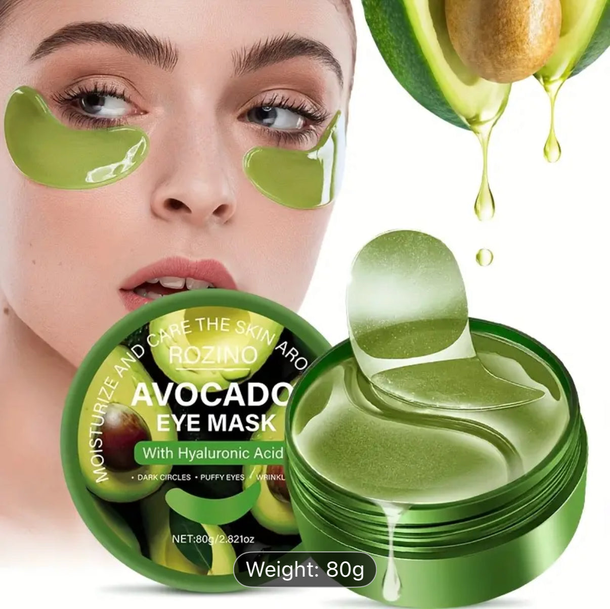 Fearless Of Eye Bags And Dark Circles, 60pcs Avocado And Hyaluronic Acid Eye Mask, Strong Moisturizing Effect,, Make The Light Beige Around The Eyes More Delicate, Compact, Say Goodbye to Dryness And Dullness, Moisturizing Before Makeup., Concealer for Ey