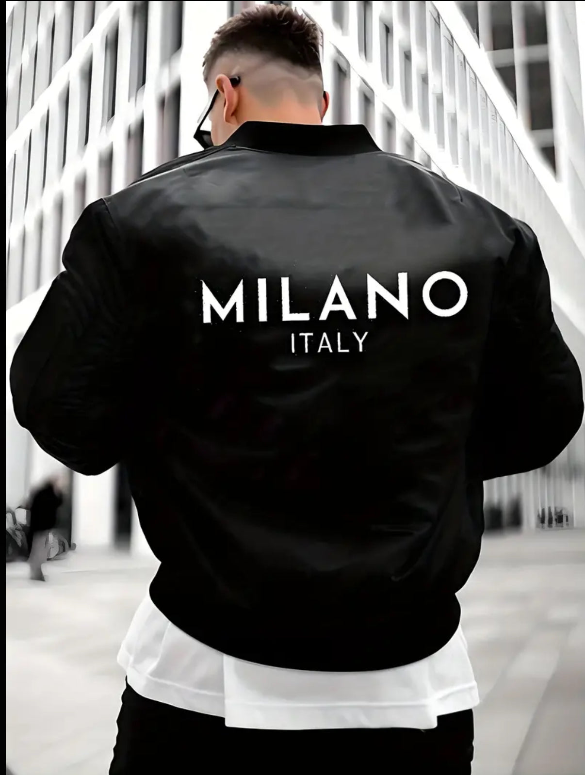 Gentlemen Bird Men's Lightweight Baseball Jacket - Casual Zip-Up Coat with Milan Italy Lettering, 100% Polyester, Machine Washable, Regular Fit for Spring/Fall