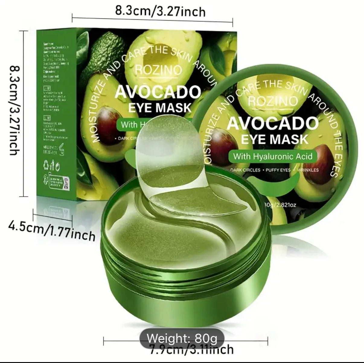 Fearless Of Eye Bags And Dark Circles, 60pcs Avocado And Hyaluronic Acid Eye Mask, Strong Moisturizing Effect,, Make The Light Beige Around The Eyes More Delicate, Compact, Say Goodbye to Dryness And Dullness, Moisturizing Before Makeup., Concealer for Ey