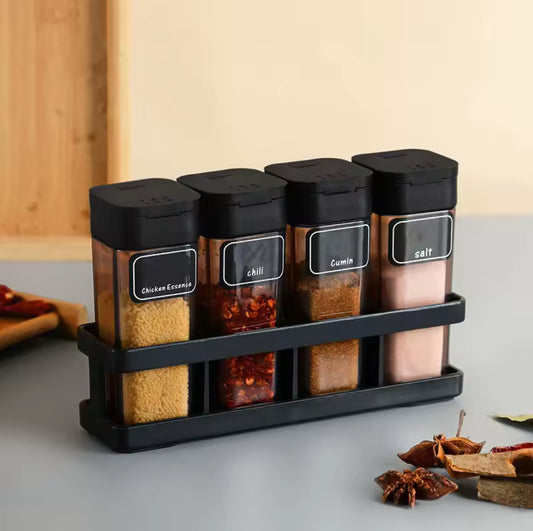 Four-grid Integrated Barbecue Spice Bottle Household Combination Set Spice Jar Kitchen Sealed Moisture-proof Spice Bottle