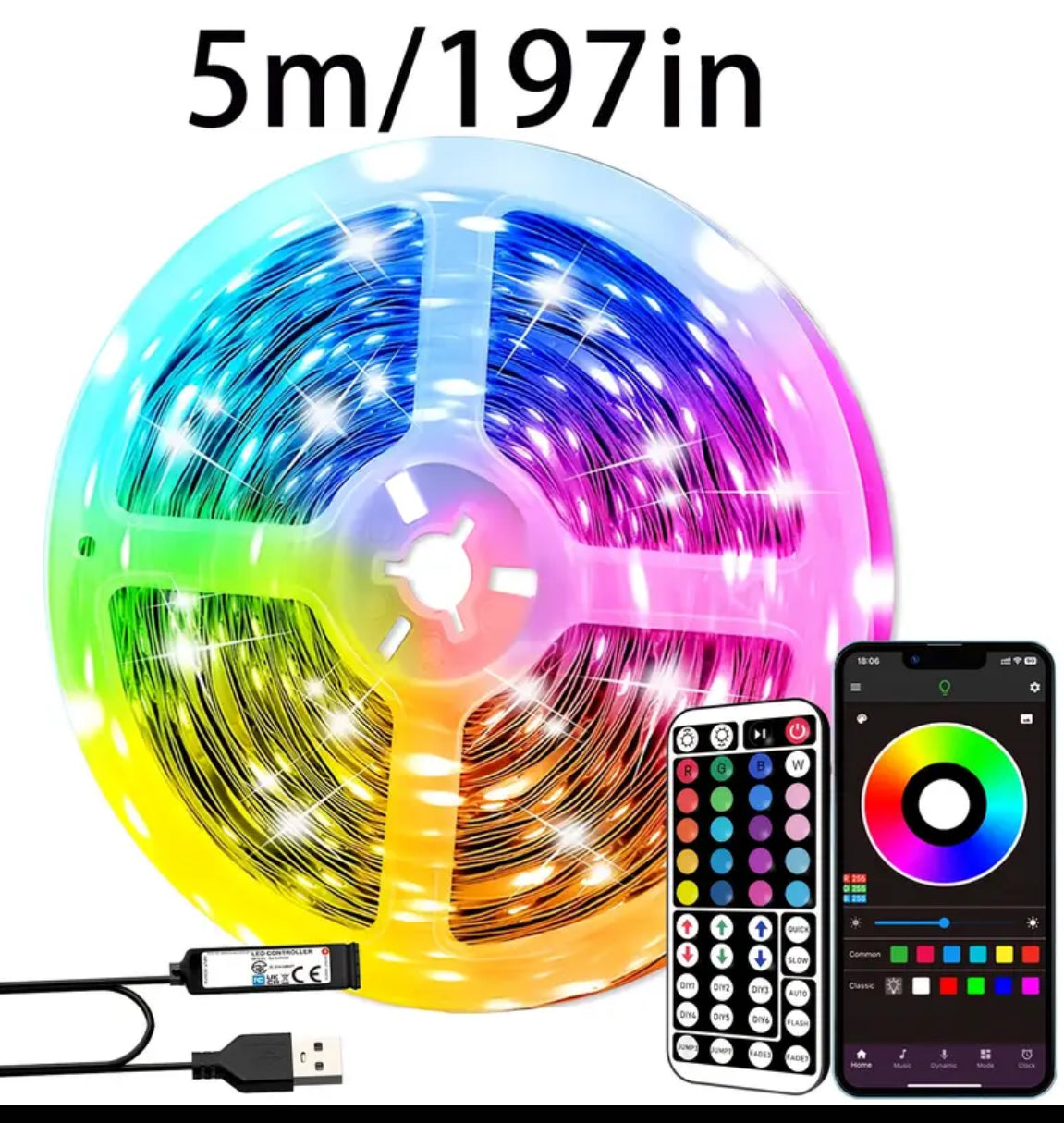Smart Bedroom LED Lights, RGB Music Sync Bar Lights with 44-Key Remote Control + App Control, Multiple Modes, Dimming, Flashing, Suitable for Bedroom, Living Room, Halloween, Christmas Gifts, Holiday Parties, and Wedding Decorations
